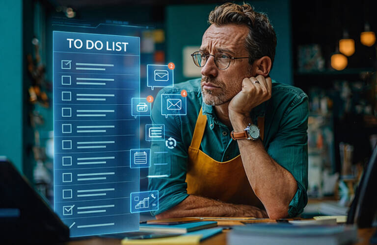 overwhelmed businessman